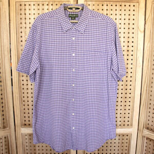 Eddie Bauer Purple Seersucker Gingham Check Button Shirt Mens SIZE TXL